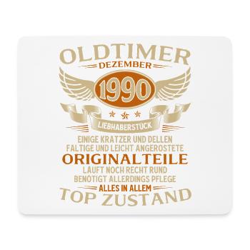 35th Birthday Gift Vintage Car December 1990 - Mouse Pad (horizontal) - white - Front