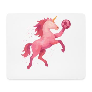 Unicorn Handball Watercolor, Pink Horse, Girl - Mouse Pad (horizontal) - white - Front