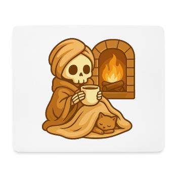Cozy Kamin Skelett – Warm & Relaxed - Mousepad (Querformat) - Weiß - Vorne