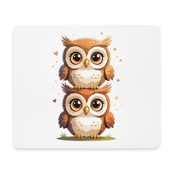 Zwillings Eulen Popkunst - Mousepad (Querformat) - Weiß - Vorne