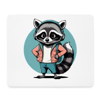 Raccoon DJ in Hoodie - Mouse Pad (horizontal) - white - Front