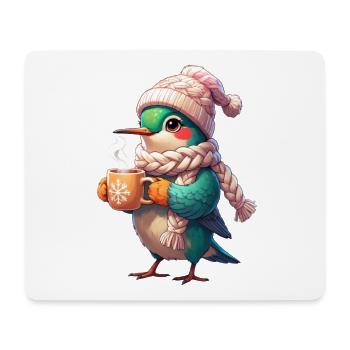 Winter Grainy Bird Scarf - Mouse Pad (horizontal) - white - Front