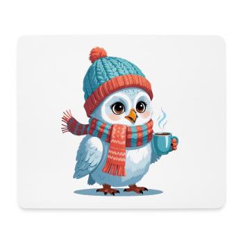 Winterpinguin mit Mütze und Schals - Mousepad (Querformat) - Weiß - Vorne