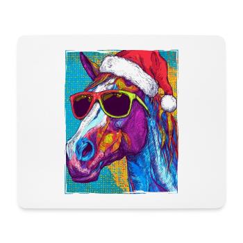 Pferd Weihnachten Porträt - Mousepad (Querformat) - Weiß - Vorne