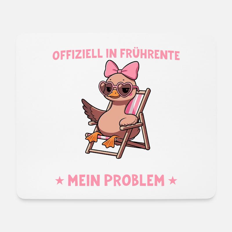 Frührente Ente im Liegestuhl - Altersteilzeit - Mousepad (Querformat) - Weiß