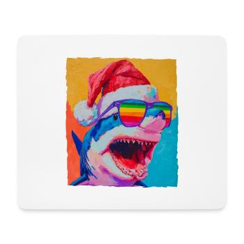 Portrait de Noël du requin - Tapis de souris (format paysage) - blanc - Devant