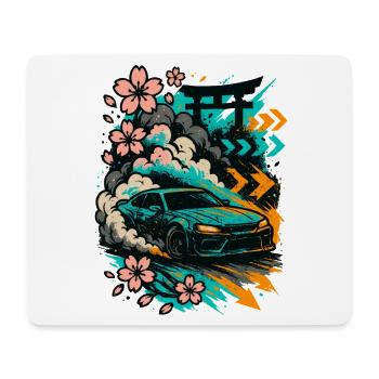 JDM Driftcar, Sakura Smoke, Japan Style - Mousepad (Querformat) - Weiß - Vorne