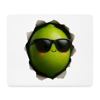 Limette mit Sonnenbrille Maskottchen - Mousepad (Querformat) - Weiß - Vorne