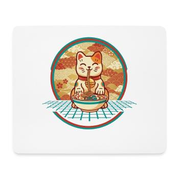 Maneki Neko Ramen Lucky Charm Cat - Mouse Pad (horizontal) - white - Front