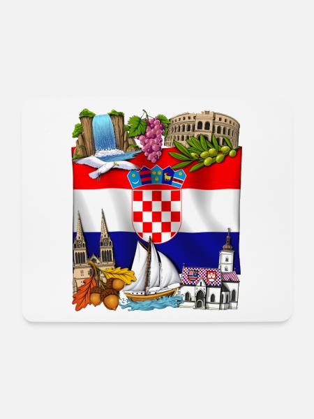 Croatia - Musemåtte (tværformat) - hvid