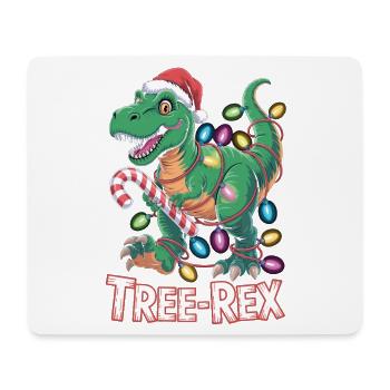 Tree-Rex Dinosaurier - T-Rex mit Lichterkette - Mousepad (Querformat) - Weiß - Vorne