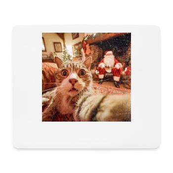 Cat Selfie with Santa Claus - Mouse Pad (horizontal) - white - Front