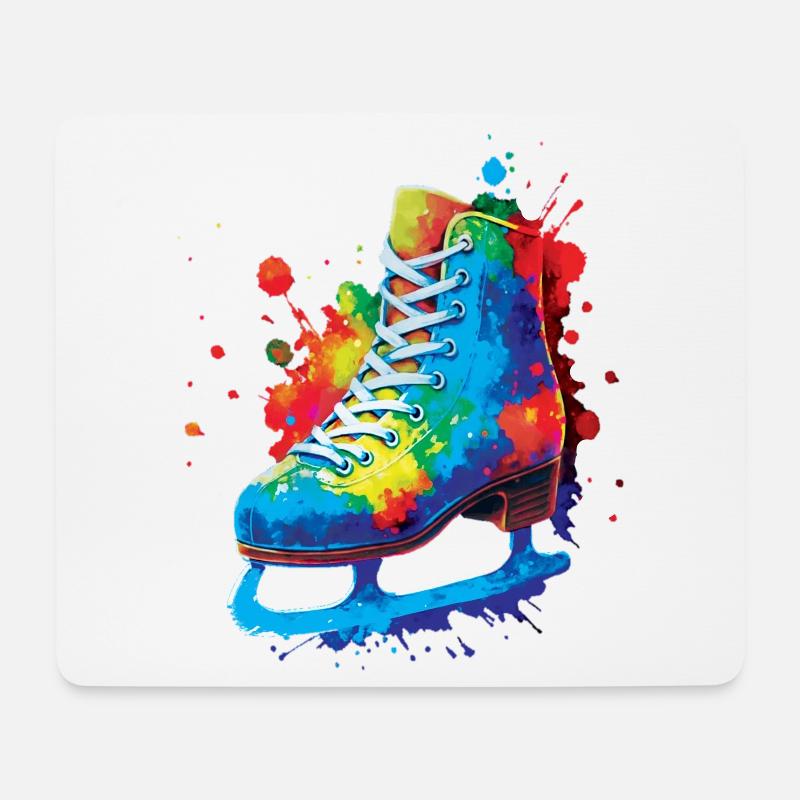 Patin à Glace Splash Art - Design Sports d’Hiver - Mousepad (Querformat) - Weiß