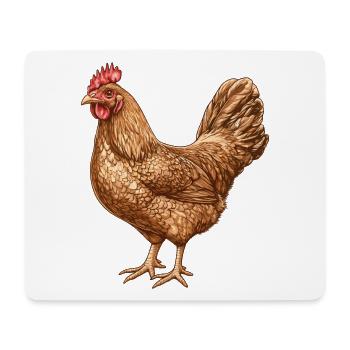 Huhn-Illustration im warmen Federmuster - Mousepad (Querformat) - Weiß - Vorne