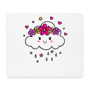 Cloud with flower crown - Mouse Pad (horizontal) - white - Front