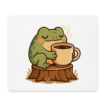 Cozy Frosch mit Kaffee – Kawaii Frogcore Art - Mousepad (Querformat) - Weiß - Vorne