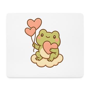 Kawaii Frosch mit Herzballons – Cute Frog Art - Mousepad (Querformat) - Weiß - Vorne