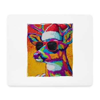 Hirsch Weihnachten Porträt - Mousepad (Querformat) - Weiß - Vorne