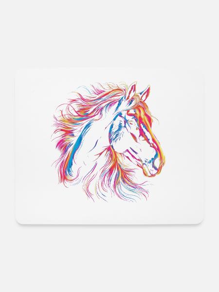 Buntes Pferdeporträt im künstlerischen Stil - Mousepad (Querformat) - Weiß