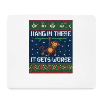 Tiens bon, singe moche animal de Noël - Tapis de souris (format paysage) - blanc - Devant