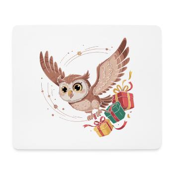 Vol de la chouette avec cadeaux - Tapis de souris (format paysage) - blanc - Devant