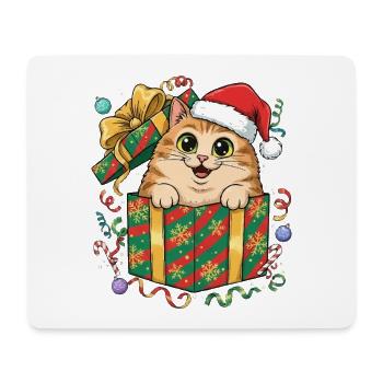 Kätzchen im Weihnachtsgeschenk - Mousepad (Querformat) - Weiß - Vorne