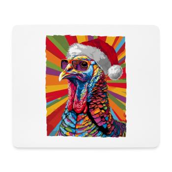 Portrait de Noël de la dinde - Tapis de souris (format paysage) - blanc - Devant