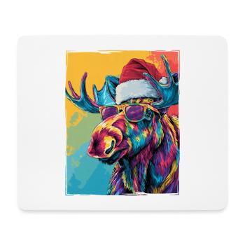 Portrait de Noël de l’orignal - Tapis de souris (format paysage) - blanc - Devant