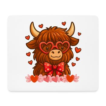 Highland Cow Valentines Day Funny Hearts Valentine - Mousepad (Querformat) - Weiß - Vorne