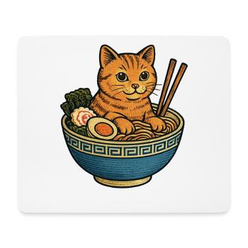 Funny Cat in Ramen Bowl Noodle Soup Cats - Mouse Pad (horizontal) - white - Front