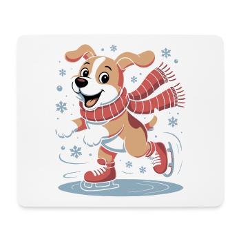 Winterhund Skate-Spass - Mousepad (Querformat) - Weiß - Vorne