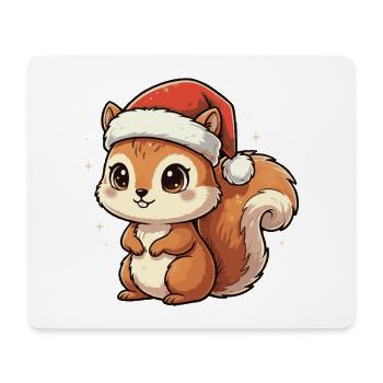 Christmas Squirrel with Santa Hat - Mouse Pad (horizontal) - white - Front