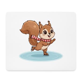 Squirrel on runners with scarf - Mouse Pad (horizontal) - white - Front