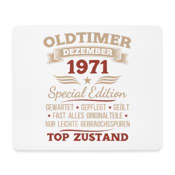 54. Geburtstag Geschenk Oldtimer Dezember 1971 - Mousepad (Querformat) - Weiß - Vorne