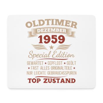 66. Geburtstag Geschenk Oldtimer Dezember 1959 - Mousepad (Querformat) - Weiß - Vorne