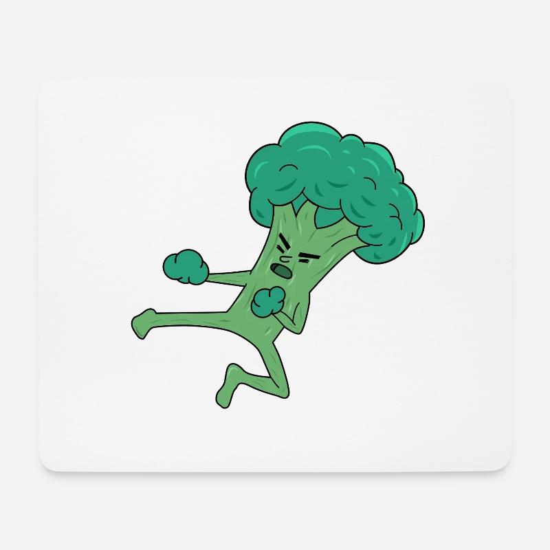 Broco Lee Martial Arts Kick lustiges Gemüseessen - Mousepad (Querformat) - Weiß