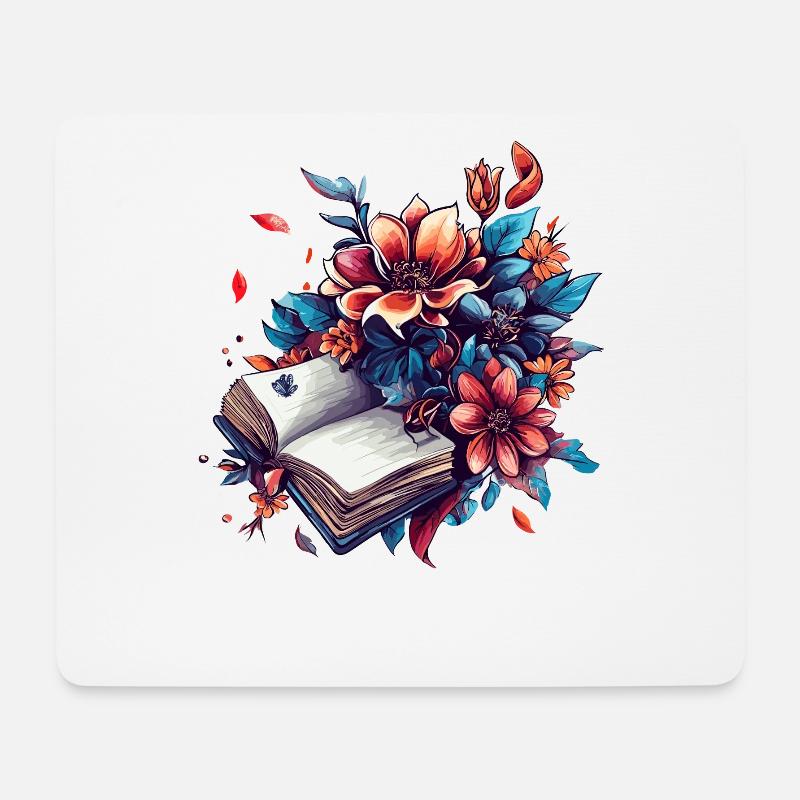 Blütenlese Buchzauber - Mousepad (Querformat) - Weiß