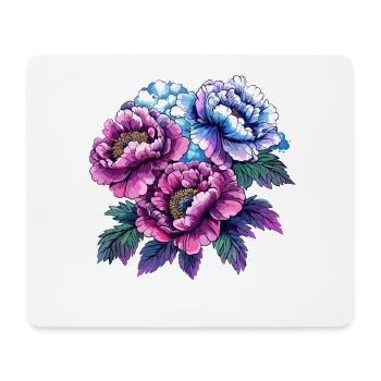 Neon-Pfingstrosen: Blumenstrauß - Mousepad (Querformat) - Weiß - Vorne