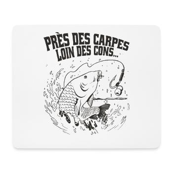 In der Nähe der Karpfen, weit weg von den Idioten, Fischerhumor - Mousepad (Querformat) - Weiß - Vorne
