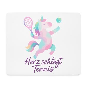 Heart Beats Tennis, Unicorn Love, Tournament - Mouse Pad (horizontal) - white - Front