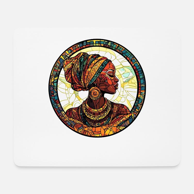 Mosaikporträt der Königin im Kreis - Mousepad (Querformat) - Weiß