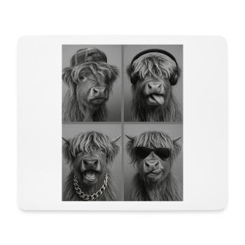 Beef Highland Cow Four Faces Collage - Mouse Pad (horizontal) - white - Front