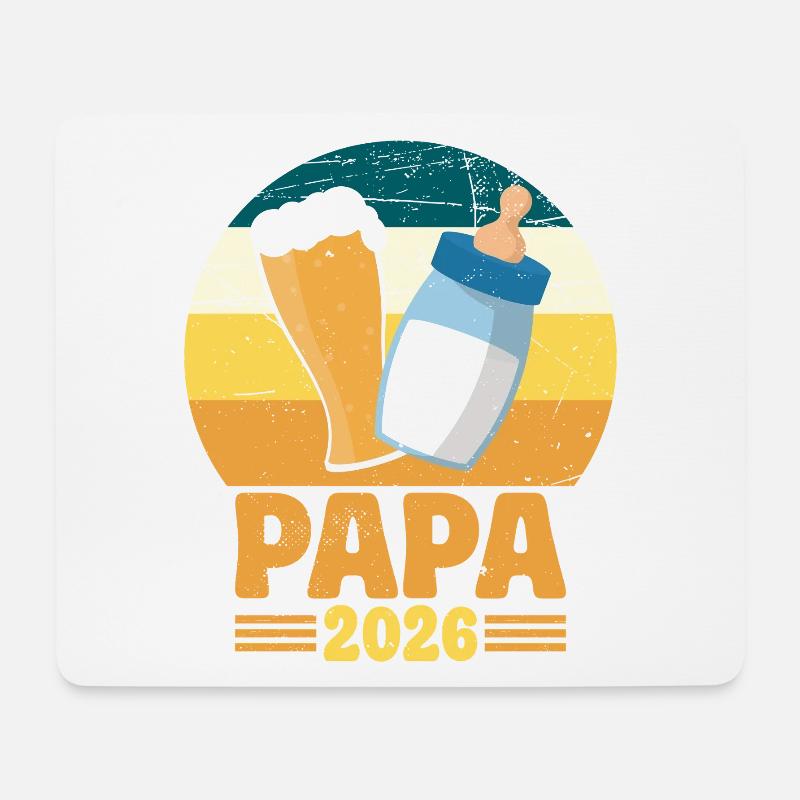 Papa 2026 Papa und Baby Werbepapa - Mousepad (Querformat) - Weiß