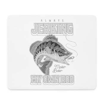 Immer mit meiner Rute zucken, komisches Angeln - Mousepad (Querformat) - Weiß - Vorne