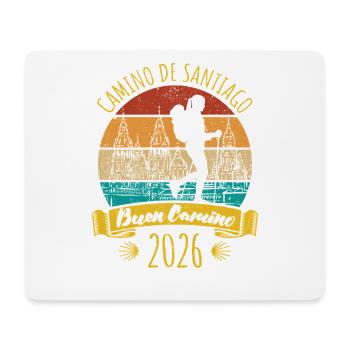 Buen Camino 2026 | Chemin de Saint-Jacques, Pèlerins, Santiago - Tapis de souris (format paysage) - blanc - Devant