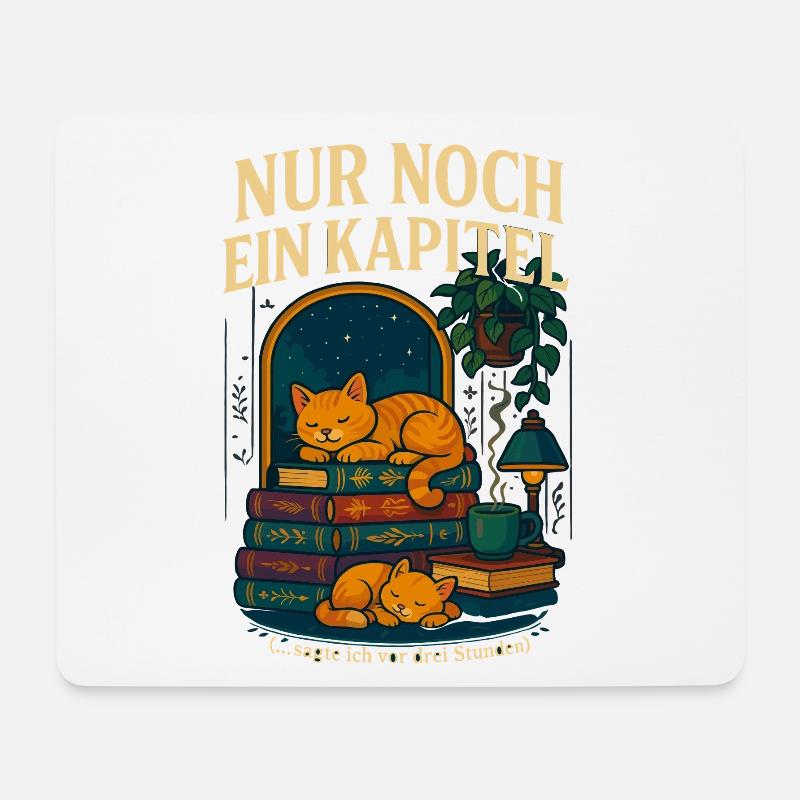 Lesekatze Bücherwurm, Nur noch ein Kapitel - Mousepad (Querformat) - Weiß