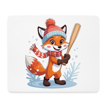 Winterfuchs Illustration mit Mütze und Schal - Mousepad (Querformat) - Weiß - Vorne