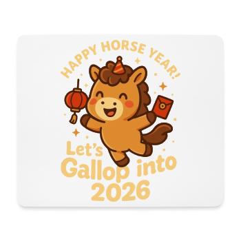 Frohes Pferdejahr 2026, Kawaii, - Mousepad (Querformat) - Weiß - Vorne