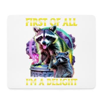 Funny Raccoon - Mousepad (Querformat) - Weiß - Vorne