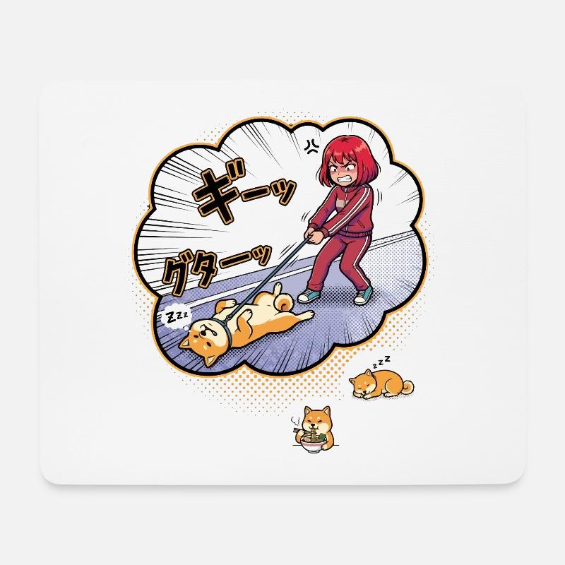 Wütende Halterin vs Schlafender Hund - Mousepad (Querformat) - Weiß